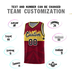 Custom Crimson Personalized City Silhouette Pattern Sports Uniform Basketball Jersey