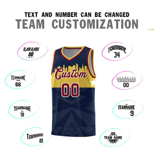 Custom Navy Personalized City Silhouette Pattern Sports Uniform Basketball Jersey