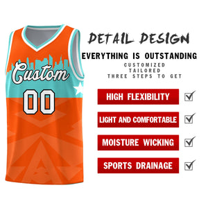 Custom Orange Personalized City Silhouette Pattern Sports Uniform Basketball Jersey