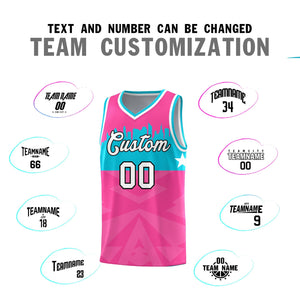 Custom Pink Personalized City Silhouette Pattern Sports Uniform Basketball Jersey