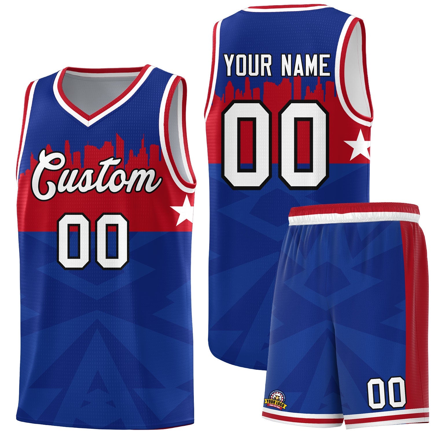 Custom Royal Personalized City Silhouette Pattern Sports Uniform Basketball Jersey