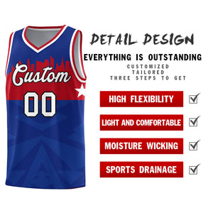 Custom Royal Personalized City Silhouette Pattern Sports Uniform Basketball Jersey