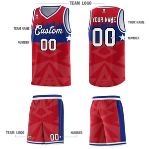 Custom Red Personalized City Silhouette Pattern Sports Uniform Basketball Jersey