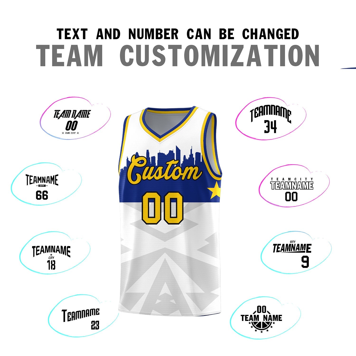 Custom White Personalized City Silhouette Pattern Sports Uniform Basketball Jersey