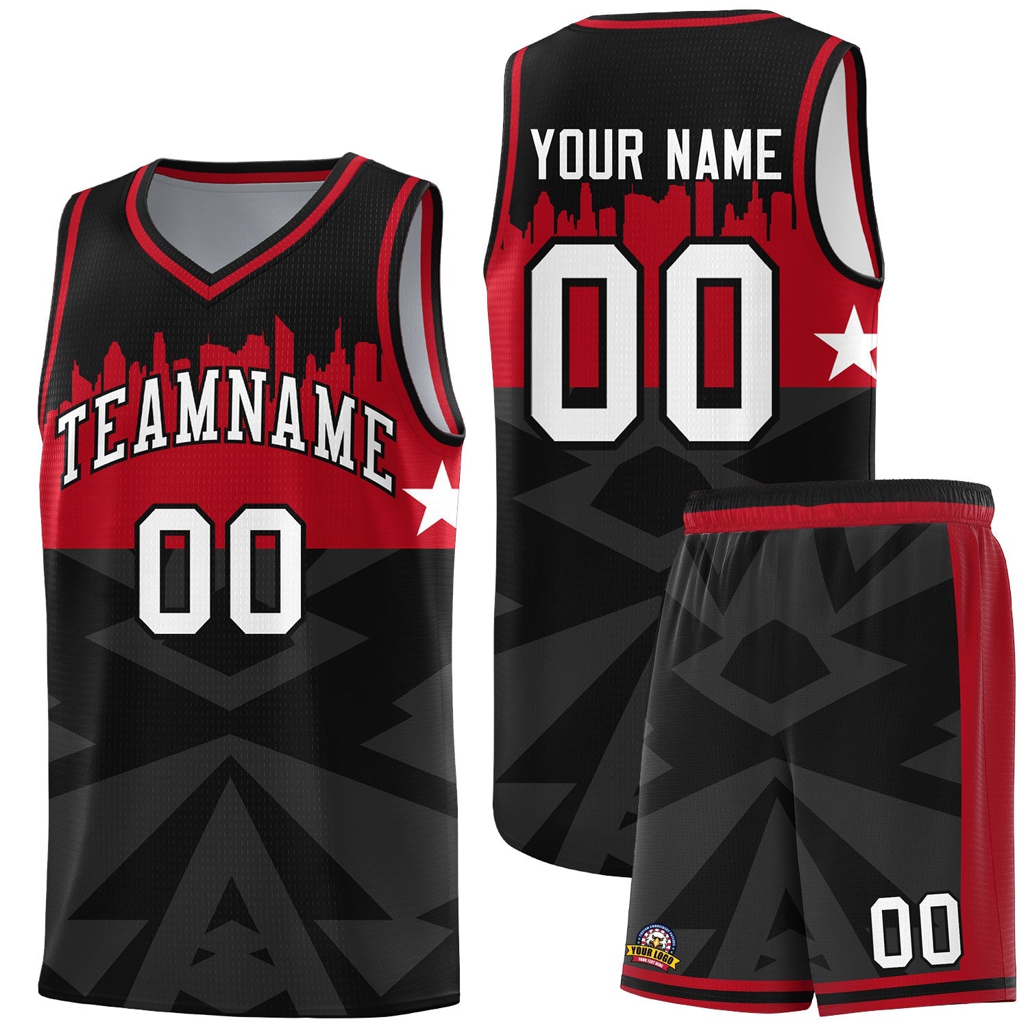 Custom Black Personalized City Silhouette Pattern Sports Uniform Basketball Jersey