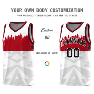 Custom White Personalized City Silhouette Pattern Sports Uniform Basketball Jersey