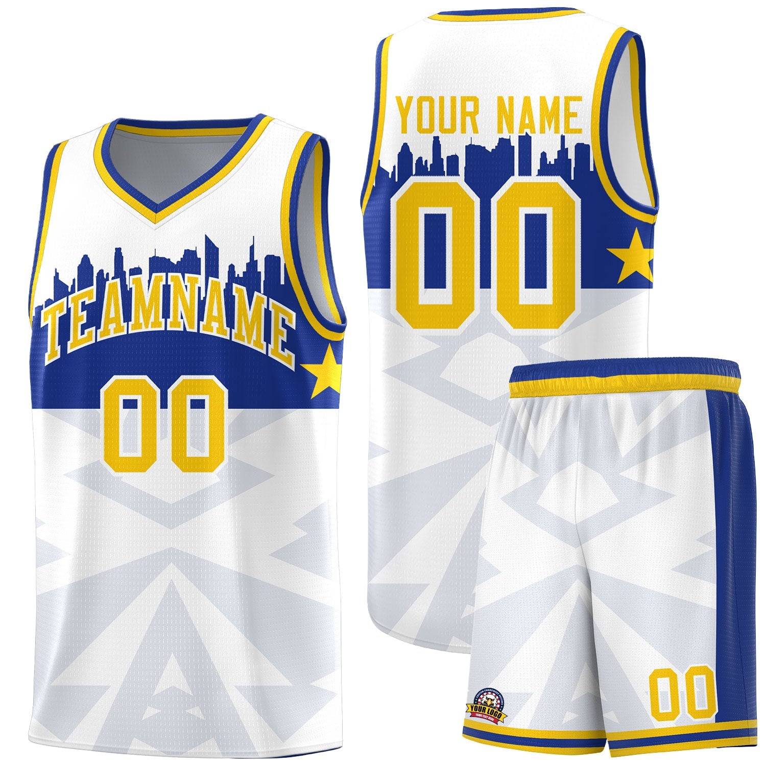 Custom White Personalized City Silhouette Pattern Sports Uniform Basketball Jersey