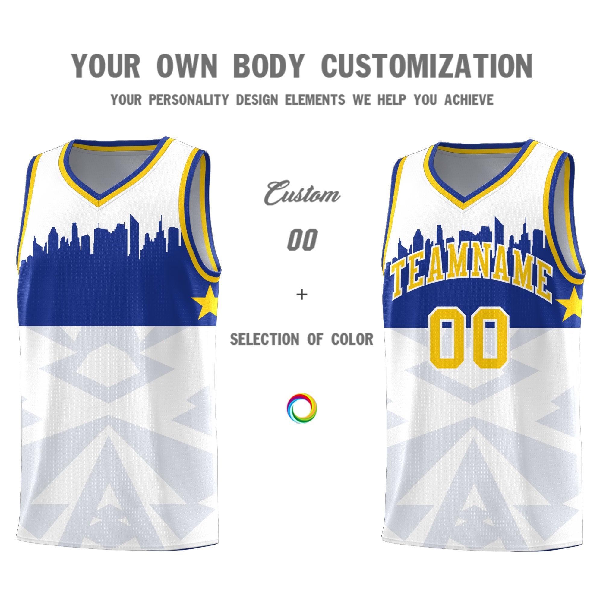 Custom White Personalized City Silhouette Pattern Sports Uniform Basketball Jersey