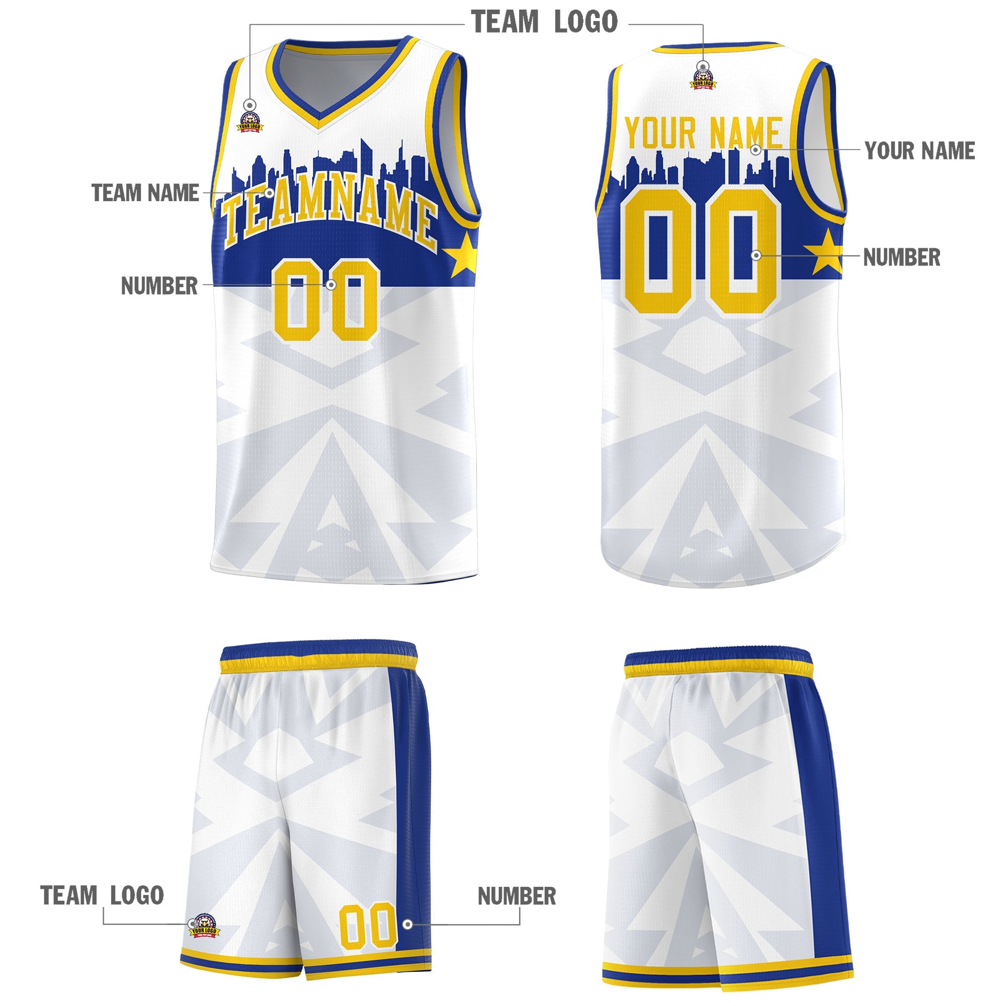 Custom White Personalized City Silhouette Pattern Sports Uniform Basketball Jersey