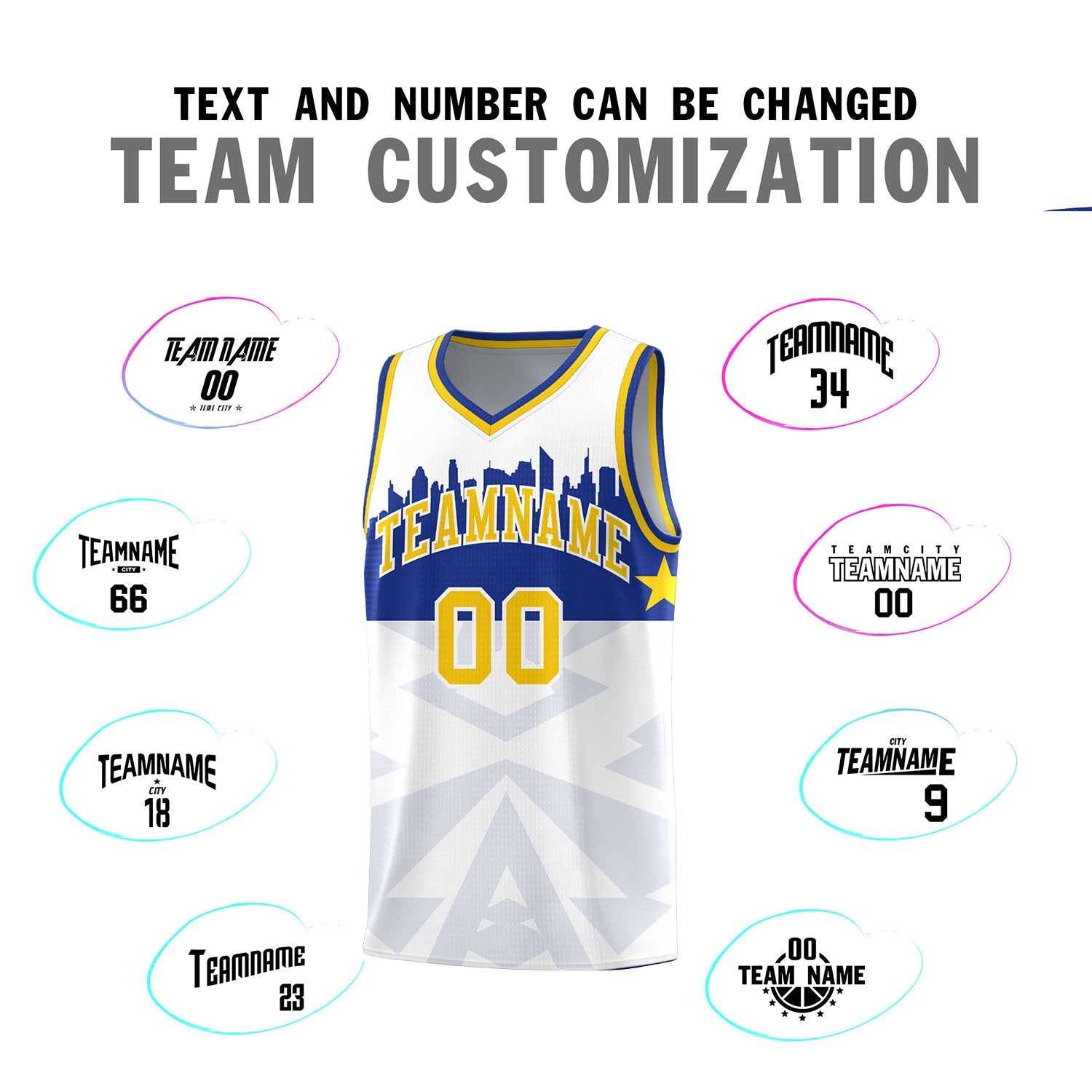 Custom White Personalized City Silhouette Pattern Sports Uniform Basketball Jersey