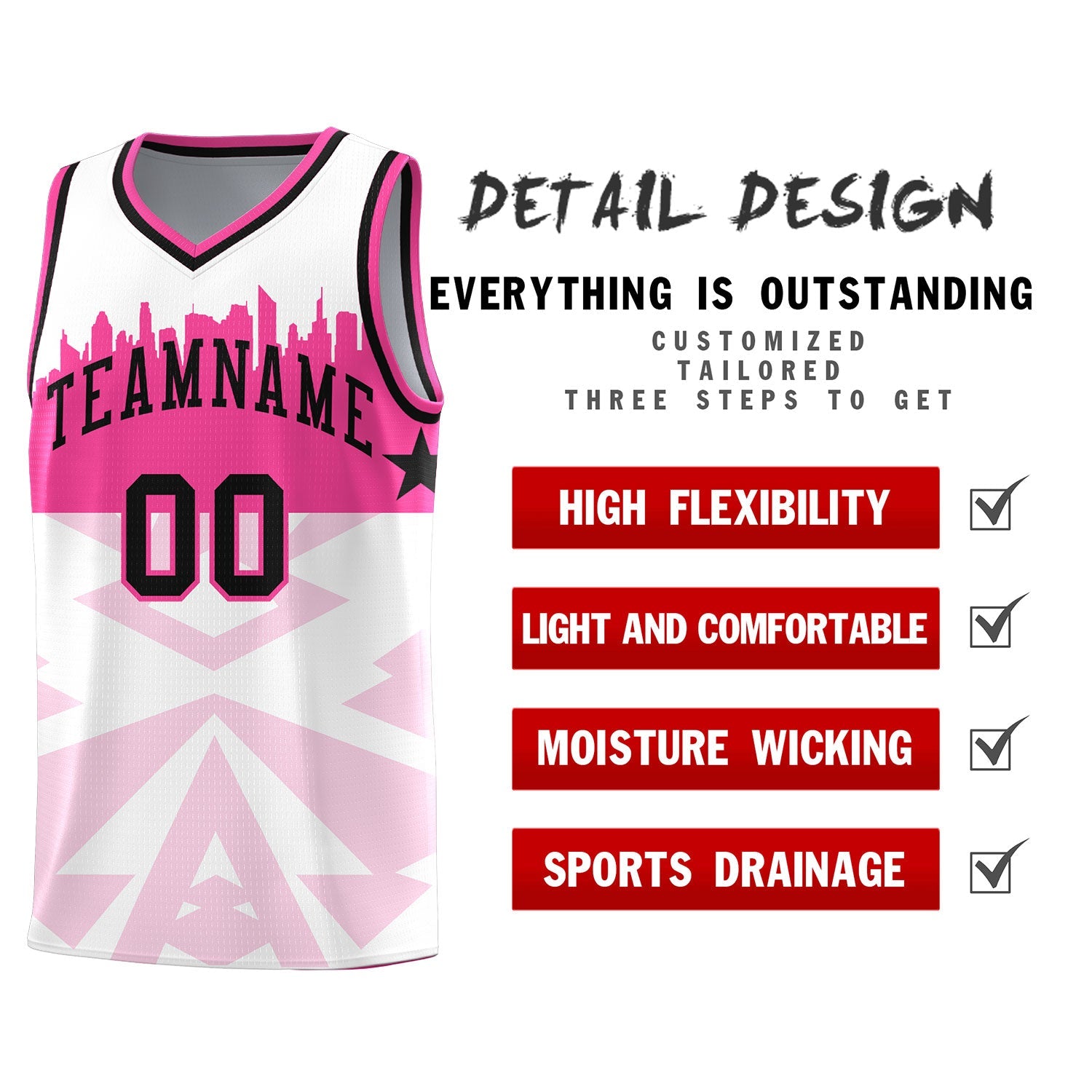 Custom White Personalized City Silhouette Pattern Sports Uniform Basketball Jersey