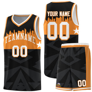 Custom Black Personalized City Silhouette Pattern Sports Uniform Basketball Jersey