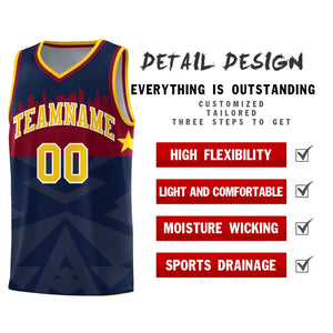 Custom Navy Personalized City Silhouette Pattern Sports Uniform Basketball Jersey