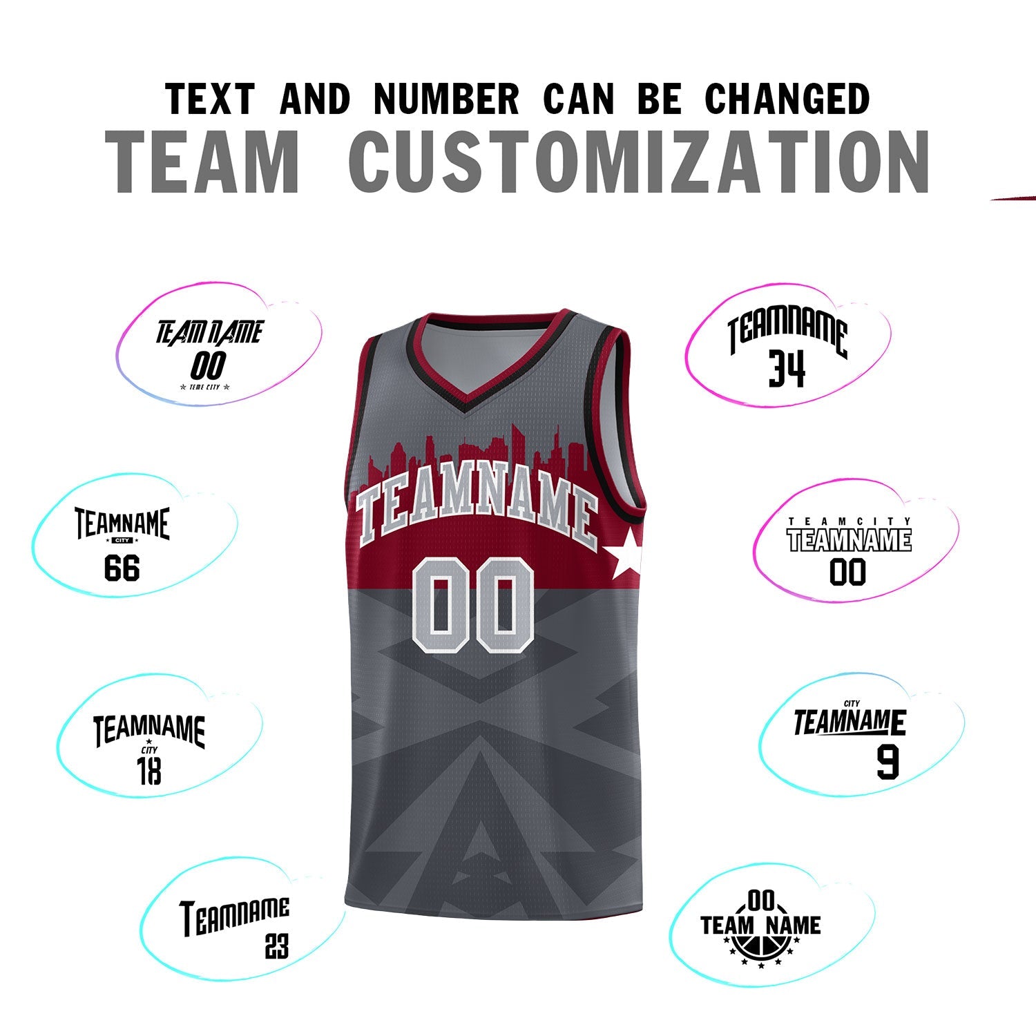 Custom Dark Gray Personalized City Silhouette Pattern Sports Uniform Basketball Jersey