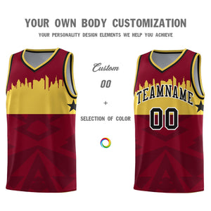 Custom Crimson Personalized City Silhouette Pattern Sports Uniform Basketball Jersey