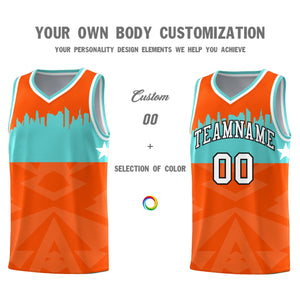 Custom Orange Personalized City Silhouette Pattern Sports Uniform Basketball Jersey