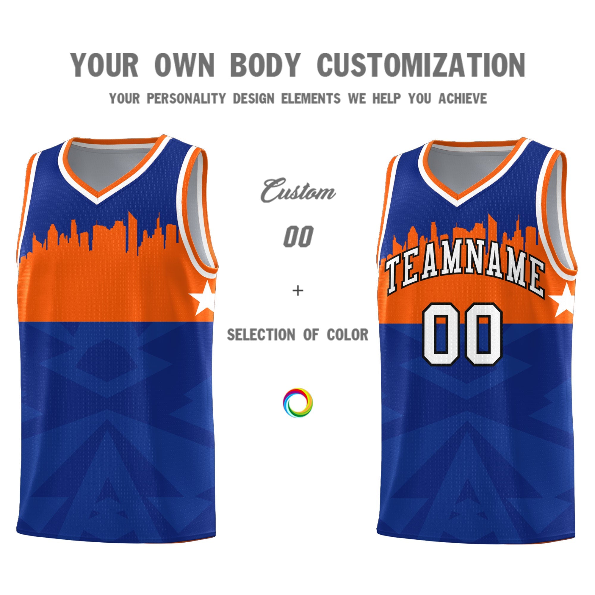 Custom Royal Personalized City Silhouette Pattern Sports Uniform Basketball Jersey