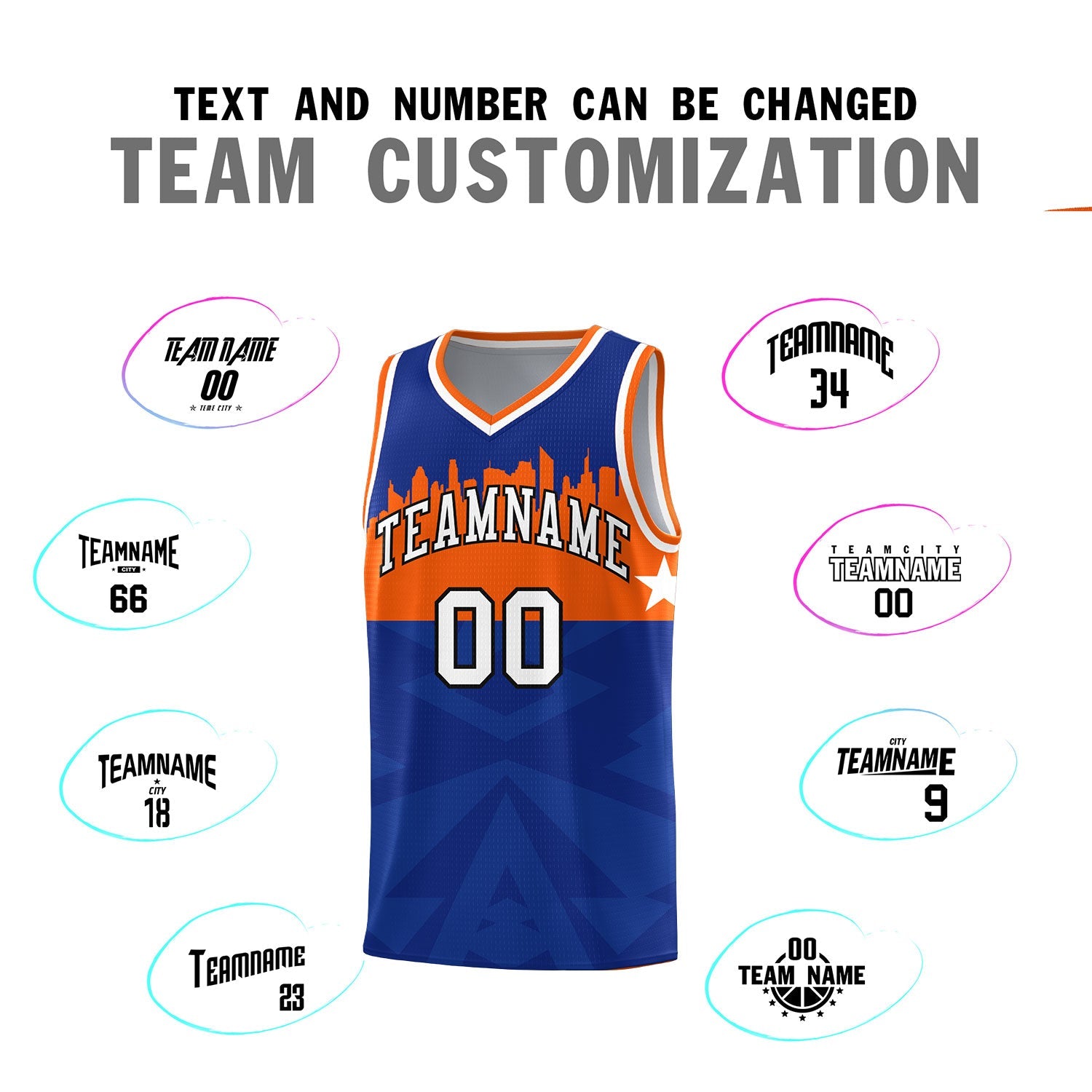 Custom Royal Personalized City Silhouette Pattern Sports Uniform Basketball Jersey