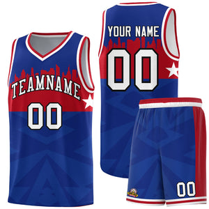 Custom Royal Personalized City Silhouette Pattern Sports Uniform Basketball Jersey