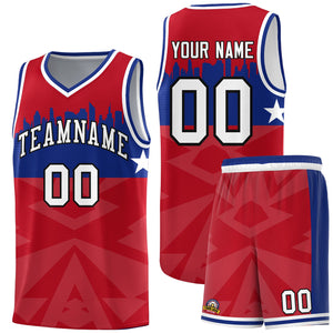 Custom Red Personalized City Silhouette Pattern Sports Uniform Basketball Jersey