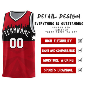 Custom Red Personalized City Silhouette Pattern Sports Uniform Basketball Jersey