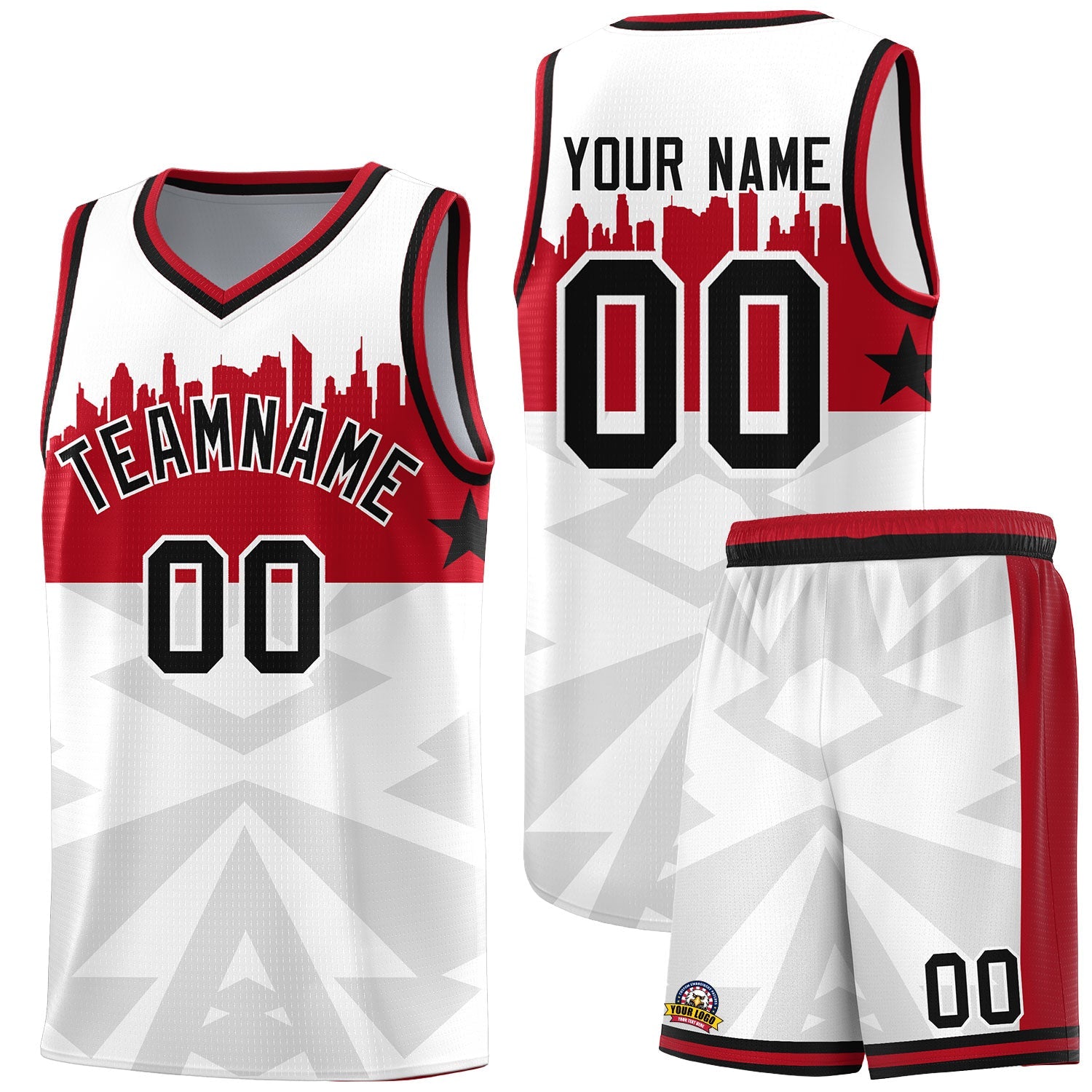 Custom White Personalized City Silhouette Pattern Sports Uniform Basketball Jersey