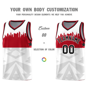 Custom White Personalized City Silhouette Pattern Sports Uniform Basketball Jersey