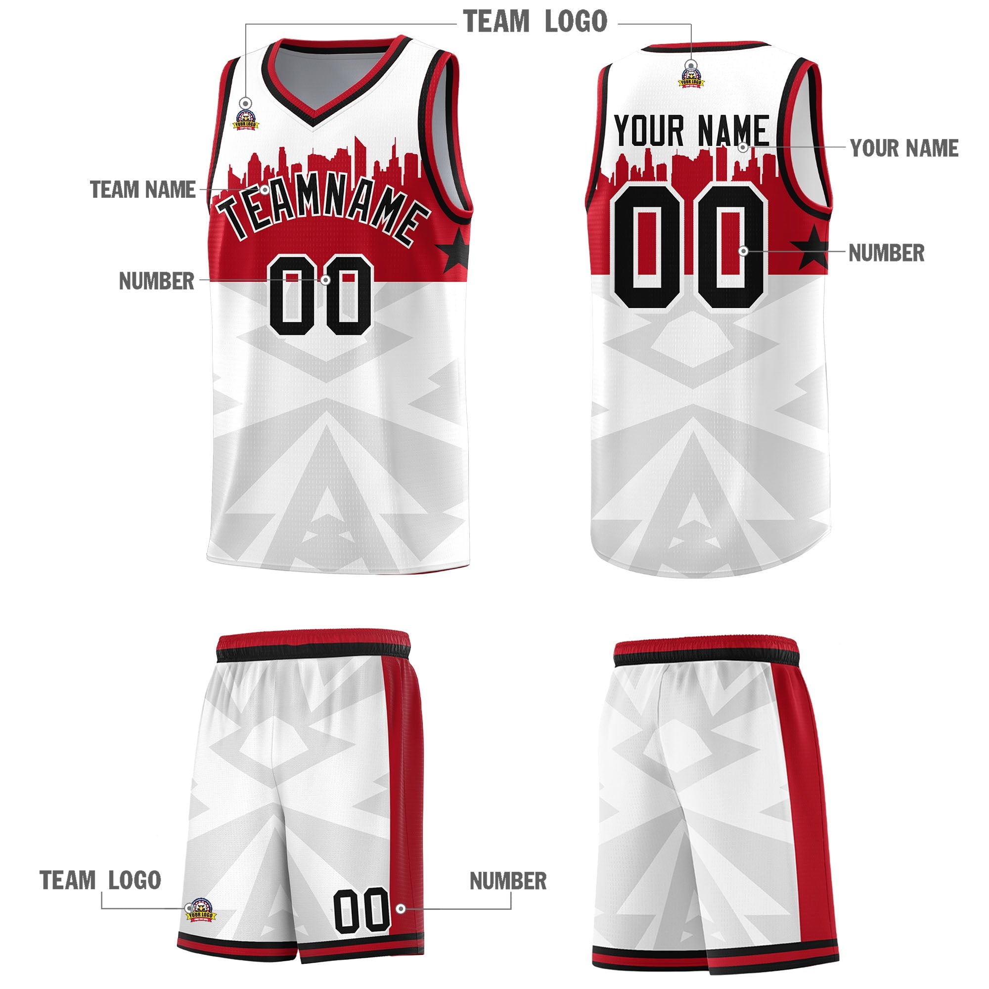 Custom White Personalized City Silhouette Pattern Sports Uniform Basketball Jersey