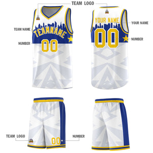 Custom White Personalized City Silhouette Pattern Sports Uniform Basketball Jersey