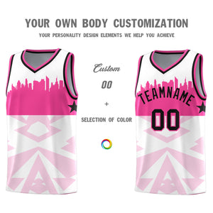 Custom White Personalized City Silhouette Pattern Sports Uniform Basketball Jersey