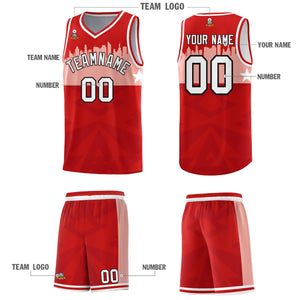 Custom Red Personalized City Silhouette Pattern Sports Uniform Basketball Jersey