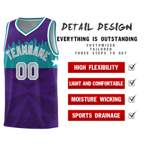 Custom Purple Personalized City Silhouette Pattern Sports Uniform Basketball Jersey