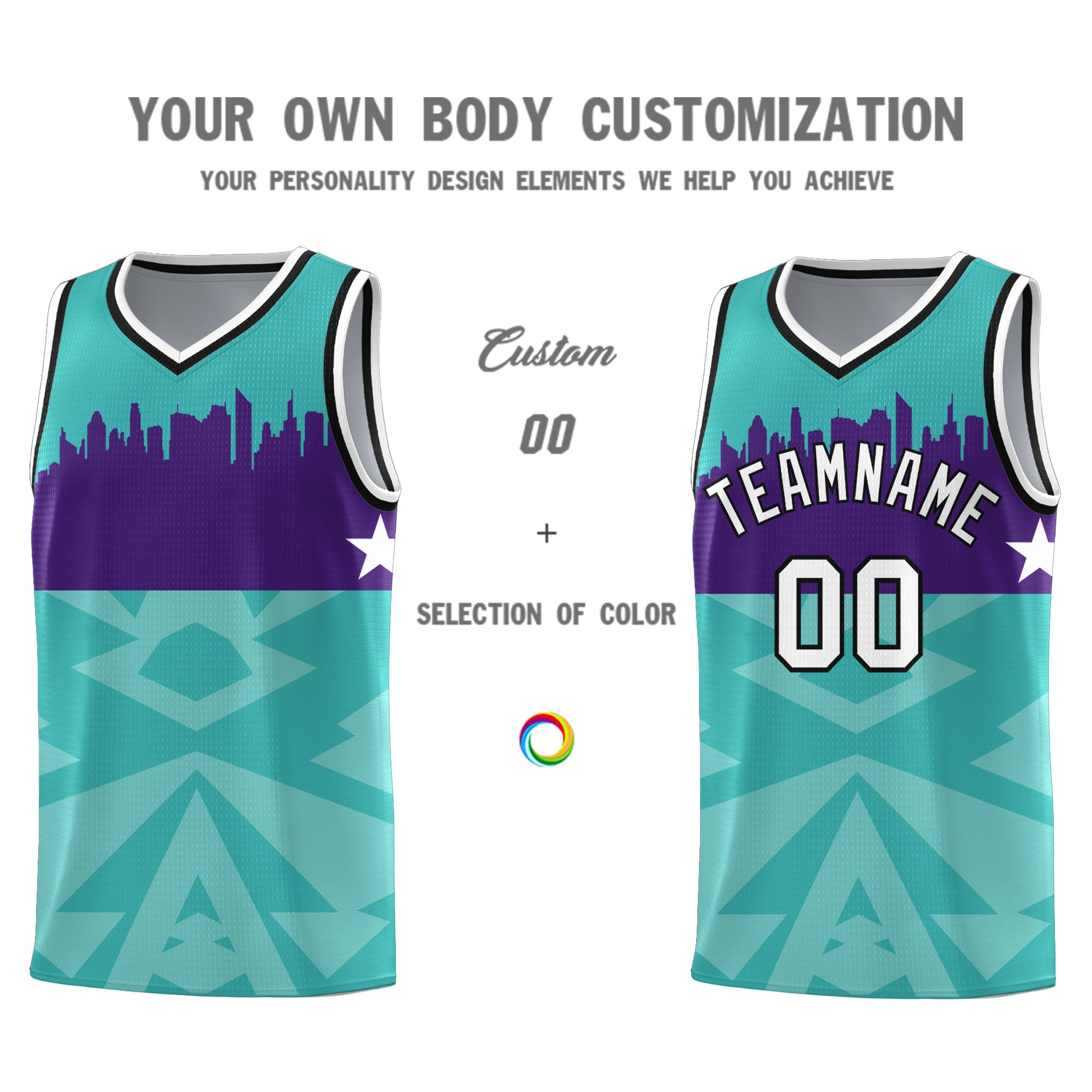 Custom Bright Green Personalized City Silhouette Pattern Sports Uniform Basketball Jersey