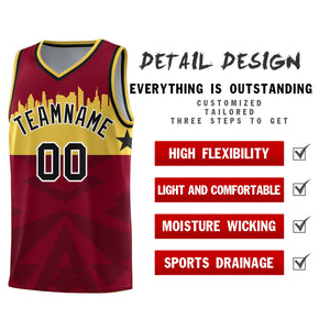 Custom Crimson Personalized City Silhouette Pattern Sports Uniform Basketball Jersey