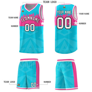 Custom Sky Blue Personalized City Silhouette Pattern Sports Uniform Basketball Jersey