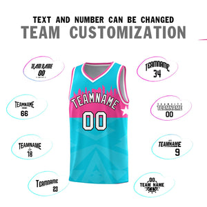 Custom Sky Blue Personalized City Silhouette Pattern Sports Uniform Basketball Jersey