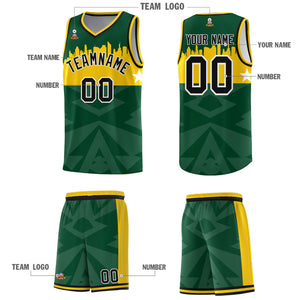 Custom Green Personalized City Silhouette Pattern Sports Uniform Basketball Jersey