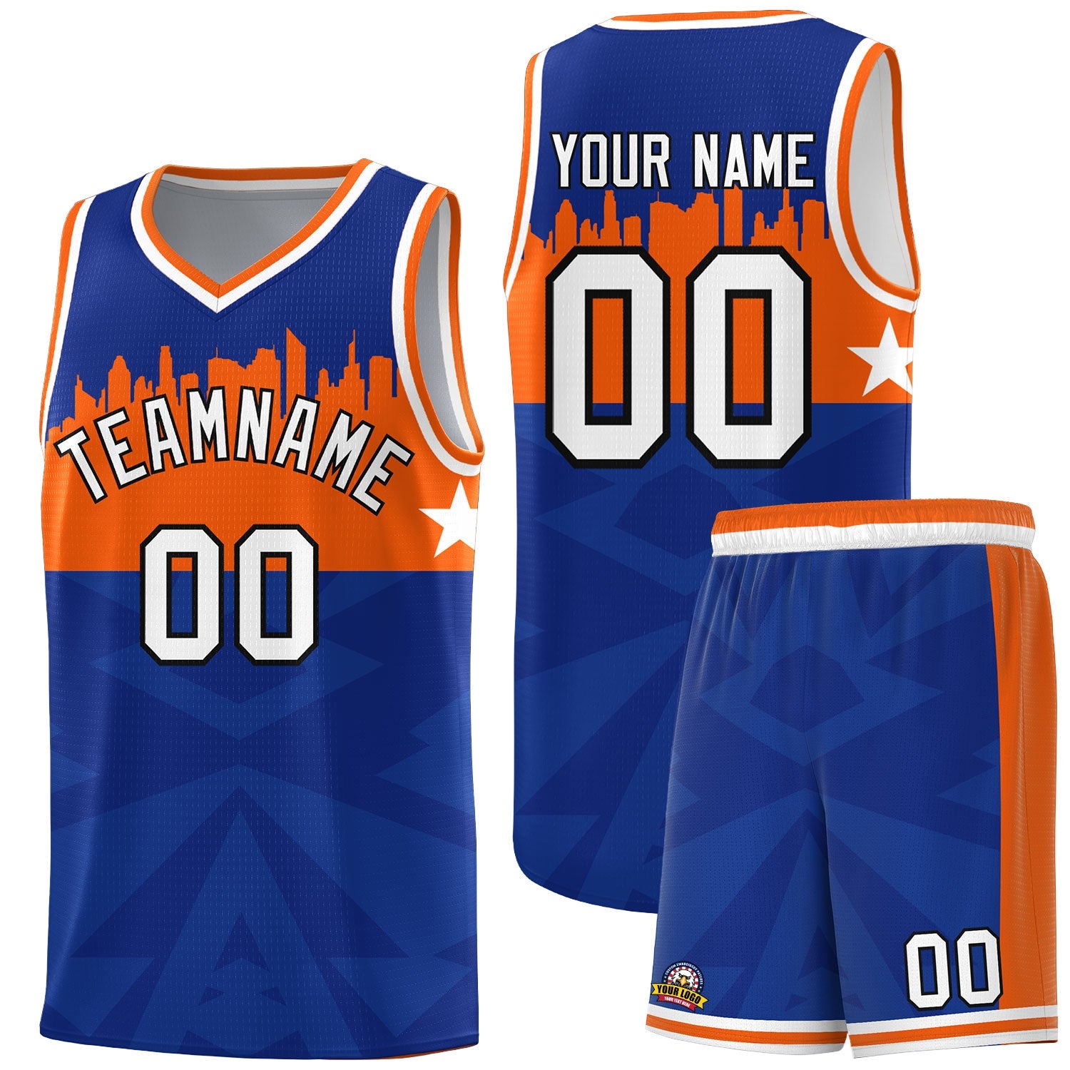 Custom Royal Personalized City Silhouette Pattern Sports Uniform Basketball Jersey