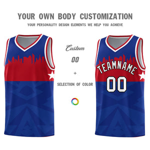 Custom Royal Personalized City Silhouette Pattern Sports Uniform Basketball Jersey