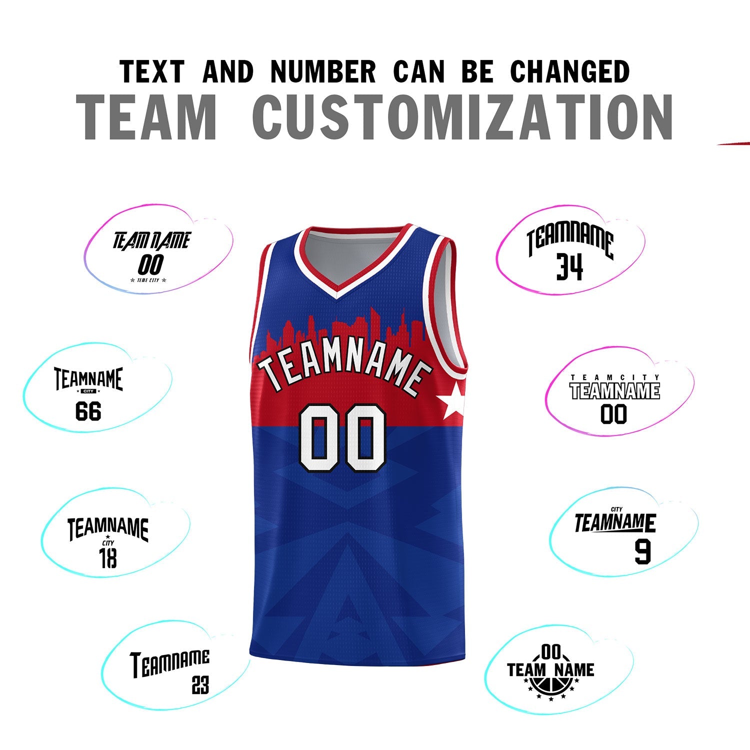 Custom Royal Personalized City Silhouette Pattern Sports Uniform Basketball Jersey