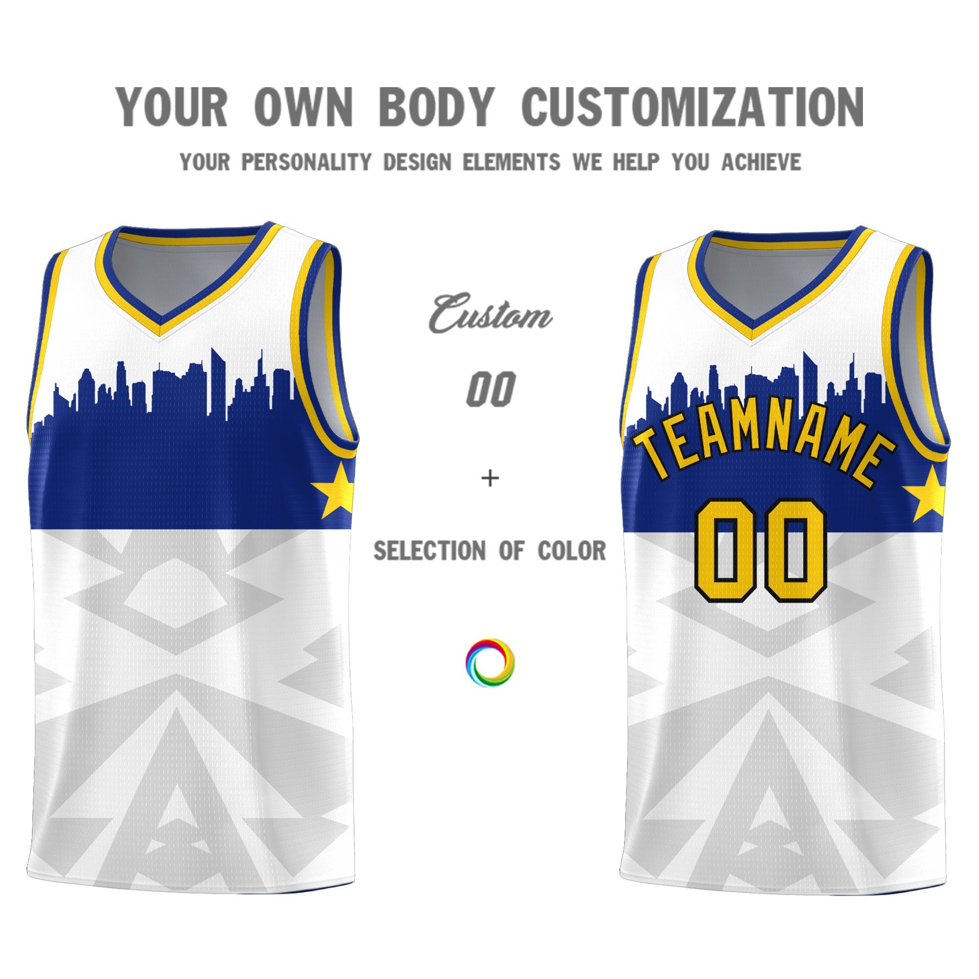 Custom White Personalized City Silhouette Pattern Sports Uniform Basketball Jersey