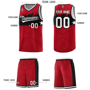 Custom Red Personalized City Silhouette Pattern Sports Uniform Basketball Jersey