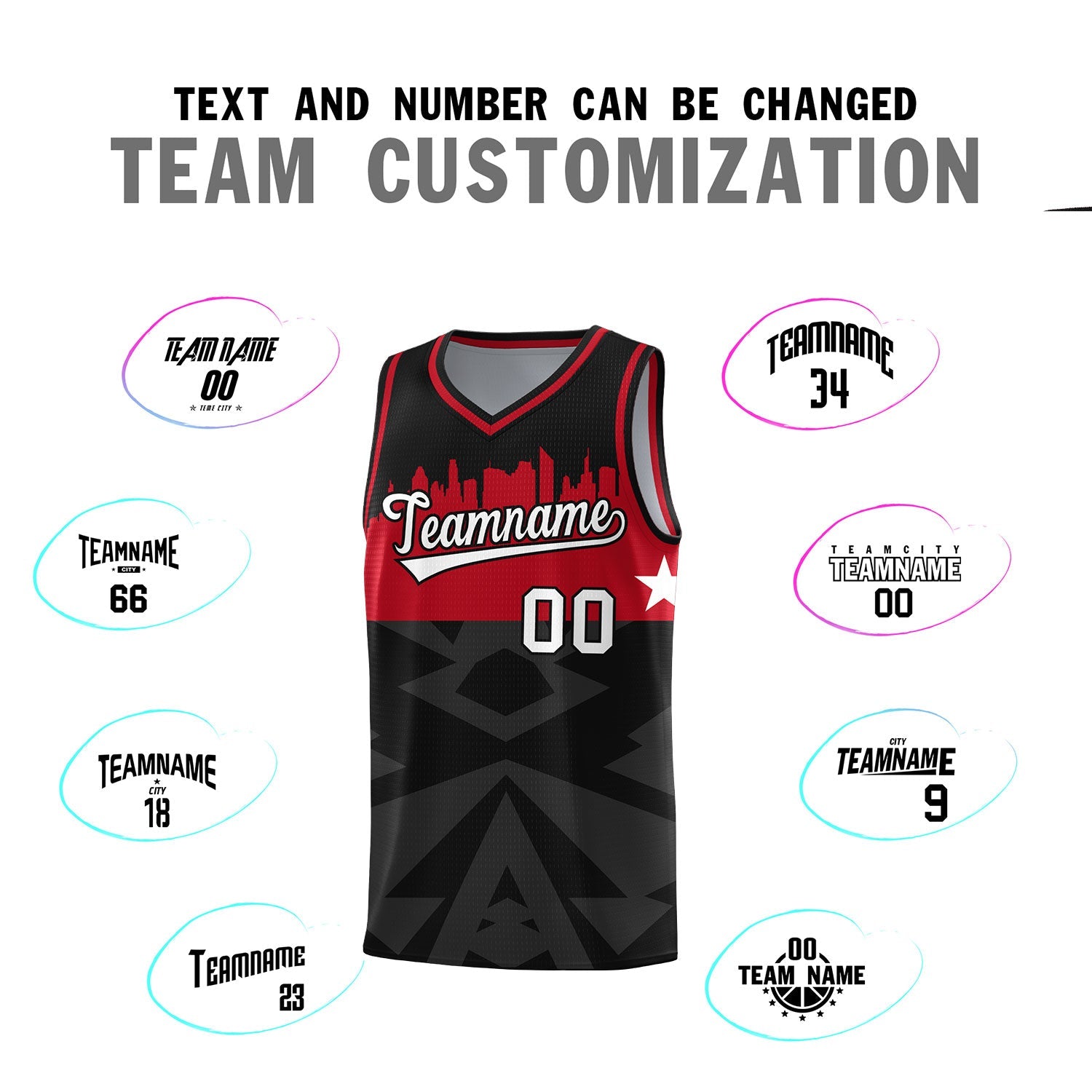 Custom Black Personalized City Silhouette Pattern Sports Uniform Basketball Jersey