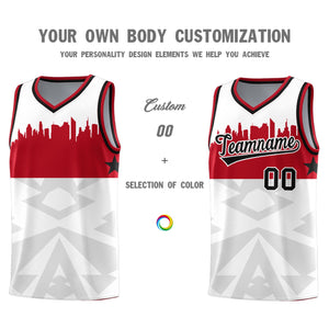 Custom White Personalized City Silhouette Pattern Sports Uniform Basketball Jersey