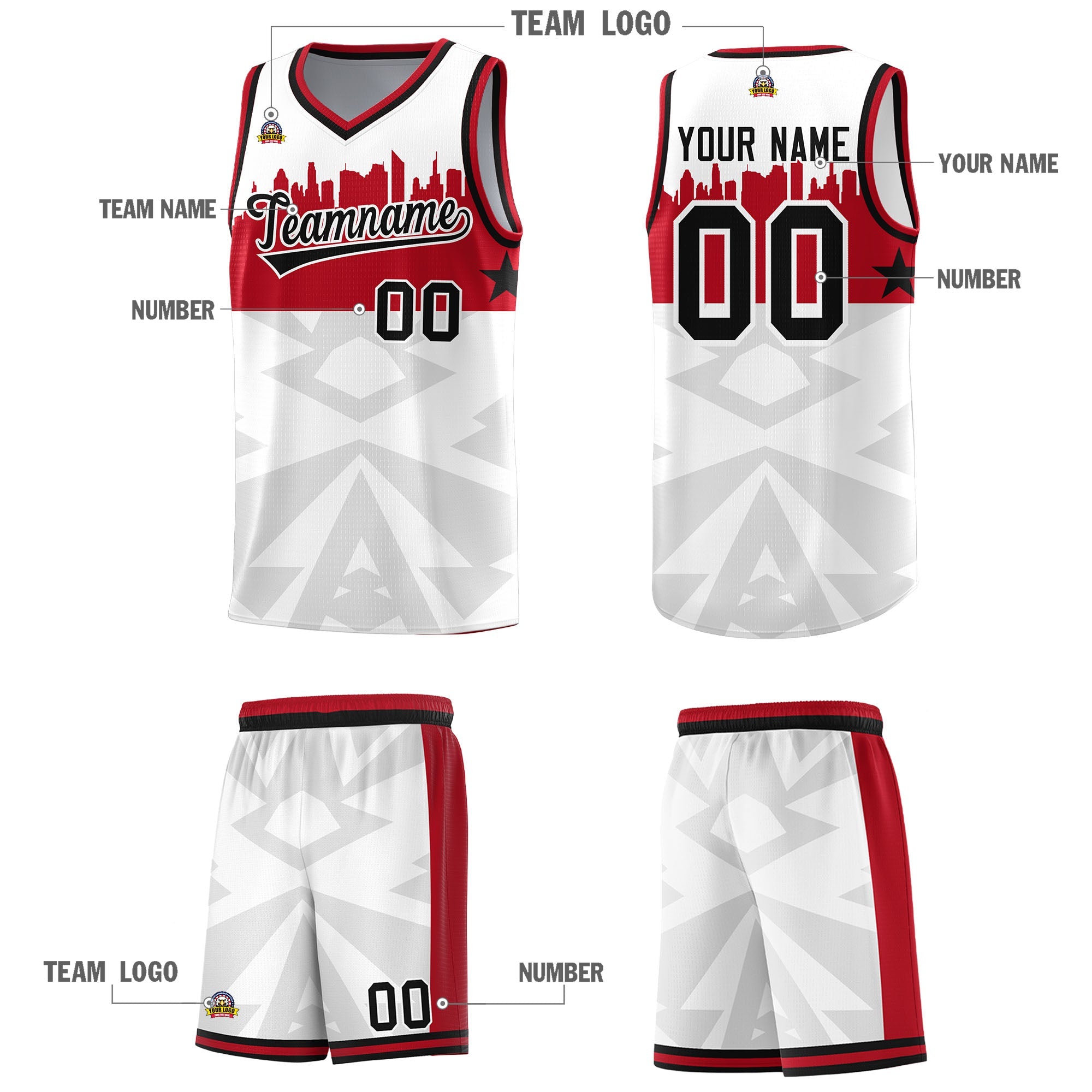 Custom White Personalized City Silhouette Pattern Sports Uniform Basketball Jersey