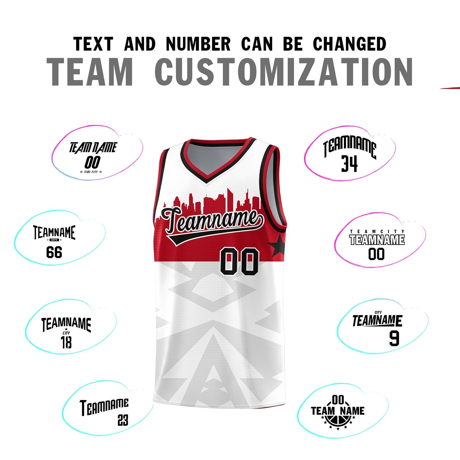 Custom White Personalized City Silhouette Pattern Sports Uniform Basketball Jersey