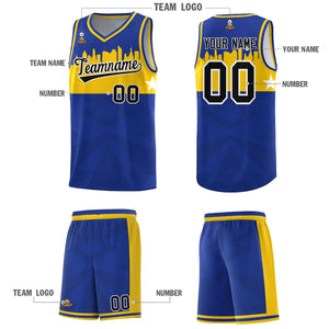 Custom Royal Personalized City Silhouette Pattern Sports Uniform Basketball Jersey