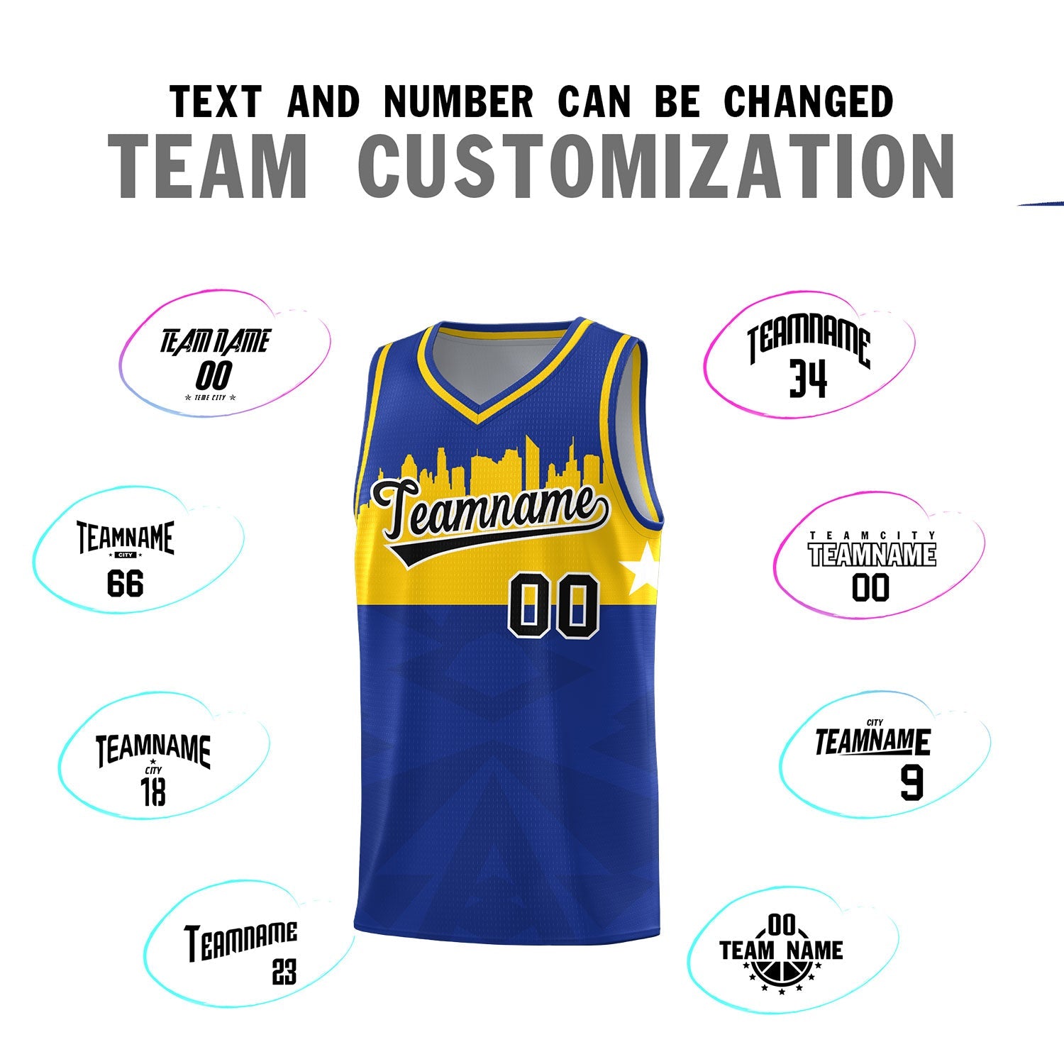 Custom Royal Personalized City Silhouette Pattern Sports Uniform Basketball Jersey