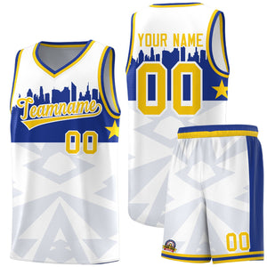 Custom White Personalized City Silhouette Pattern Sports Uniform Basketball Jersey