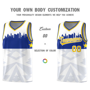 Custom White Personalized City Silhouette Pattern Sports Uniform Basketball Jersey